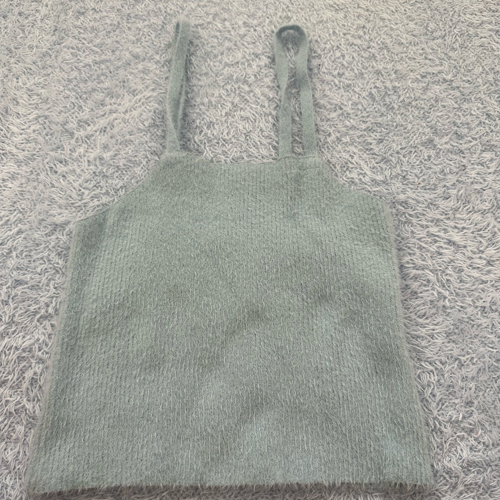 Blue Fuzzy Crop Top